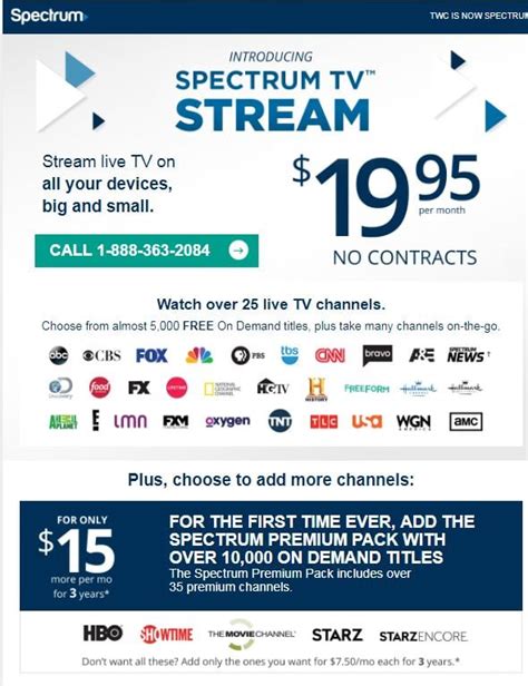 Spectrum streaming plans - Spectrum Cable TV Service in El Paso, TX. Tune in to your favorite shows, movies, sports and local news with Spectrum cable TV. All TV plans include the FREE Spectrum TV App, so you can stream live TV or On Demand content on any screen.